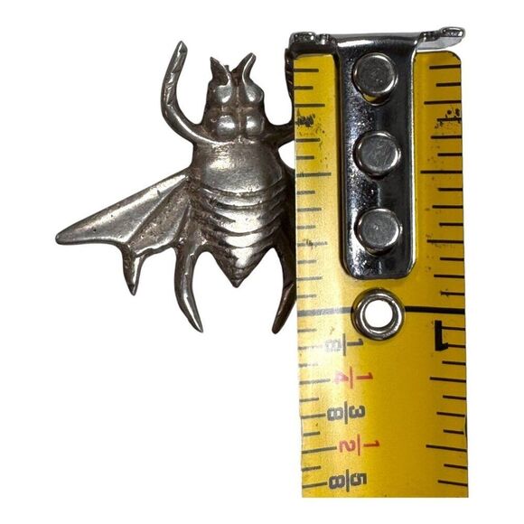 Vintage Pair Mexican Silver Bug Bee Insect Wasp Brooch Pin Set 1” Unique Design - Picture 6 of 6
